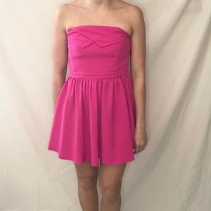 Fuchsia Pink Strapless Dress Small